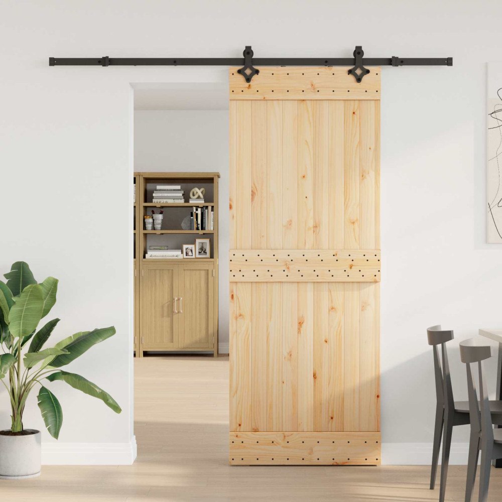 vidaXL Skjutdörr NARVIK Naturlig och svart 80 x 210 cm (213,5 cm)