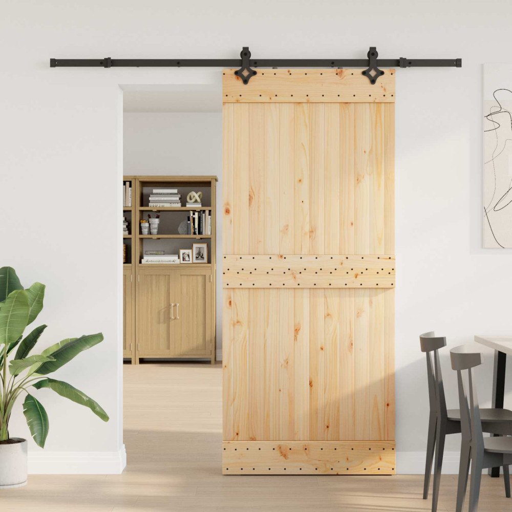 vidaXL Skjutdörr NARVIK Naturlig och svart 90 x 210 cm (213,5 cm)