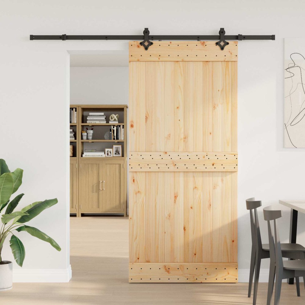 vidaXL Skjutdörr NARVIK Naturlig och svart 95 x 210 cm (213,5 cm)