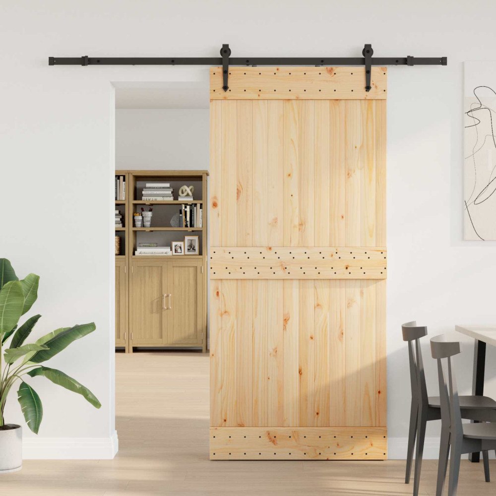vidaXL Skjutdörr NARVIK Naturlig och svart 95 x 210 cm (213,5 cm)
