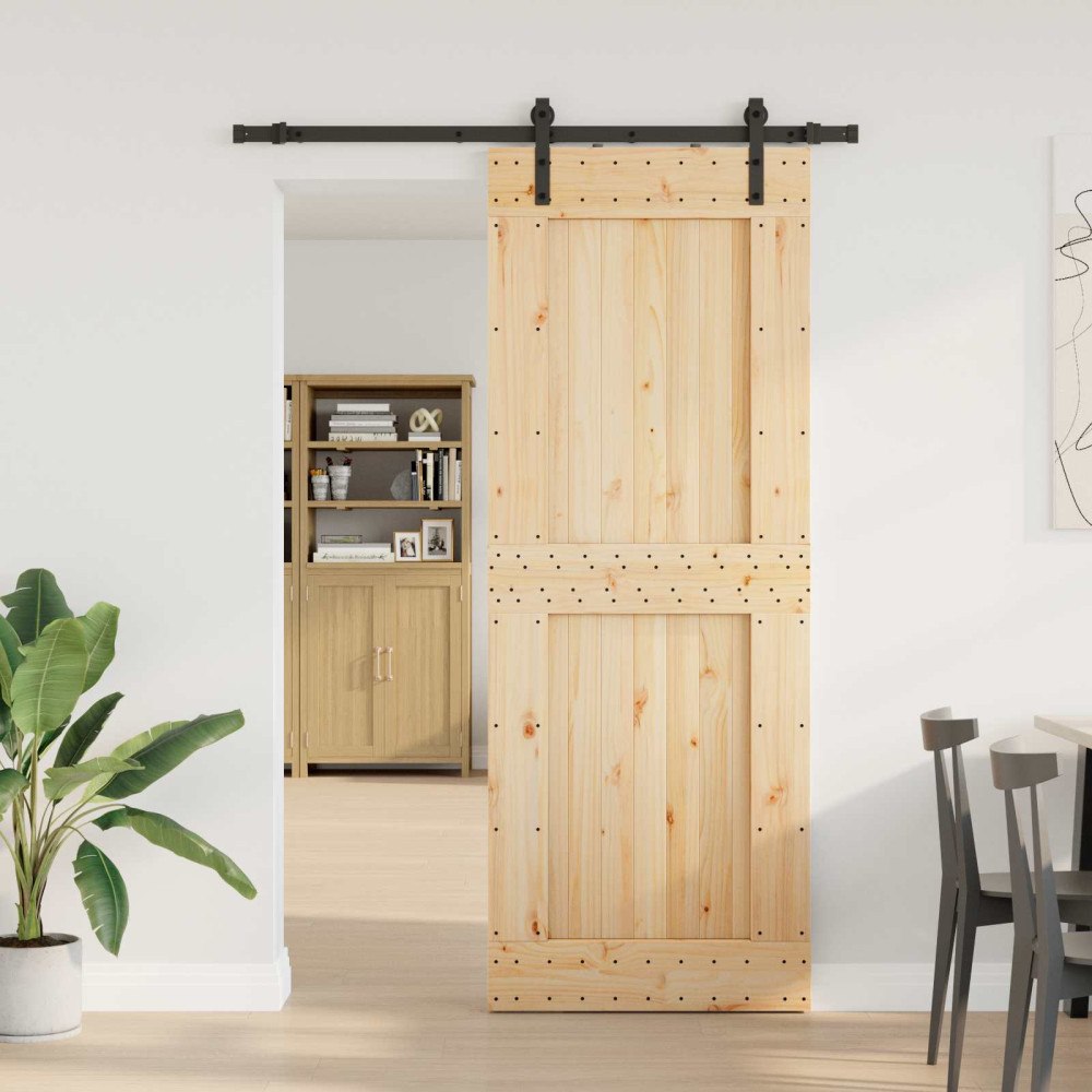 vidaXL Skjutdörr NARVIK Naturlig och svart 85 x 210 cm (152,5 cm)