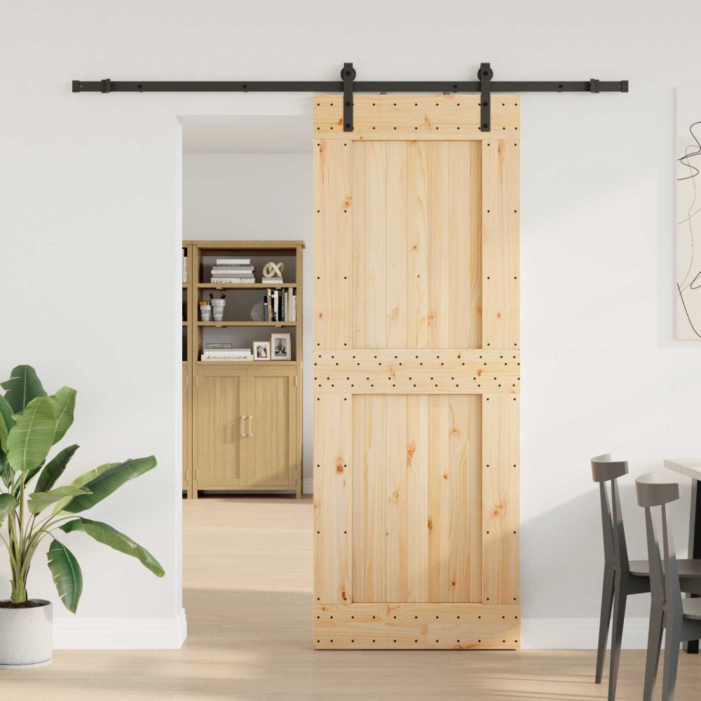 vidaXL Skjutdörr NARVIK Naturlig och svart 85 x 210 cm (213,5 cm)