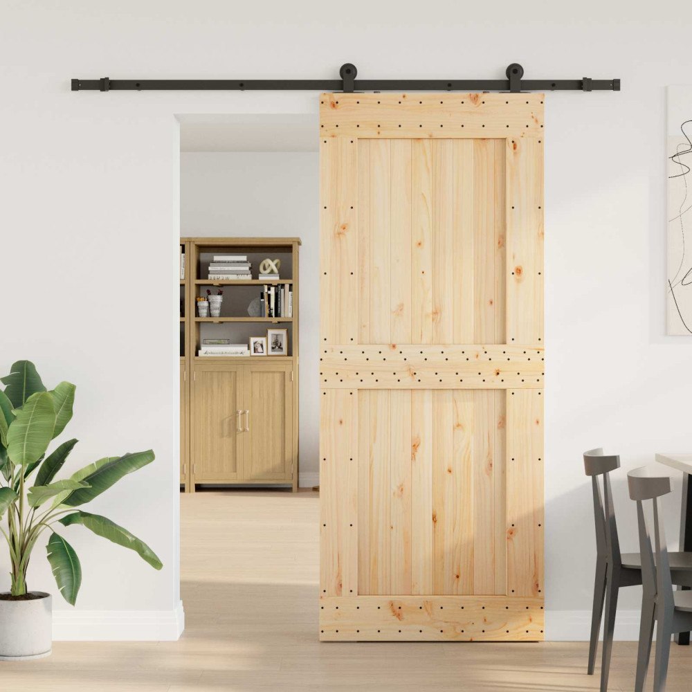 vidaXL Skjutdörr NARVIK Naturlig och svart 95 x 210 cm (213,5 cm)