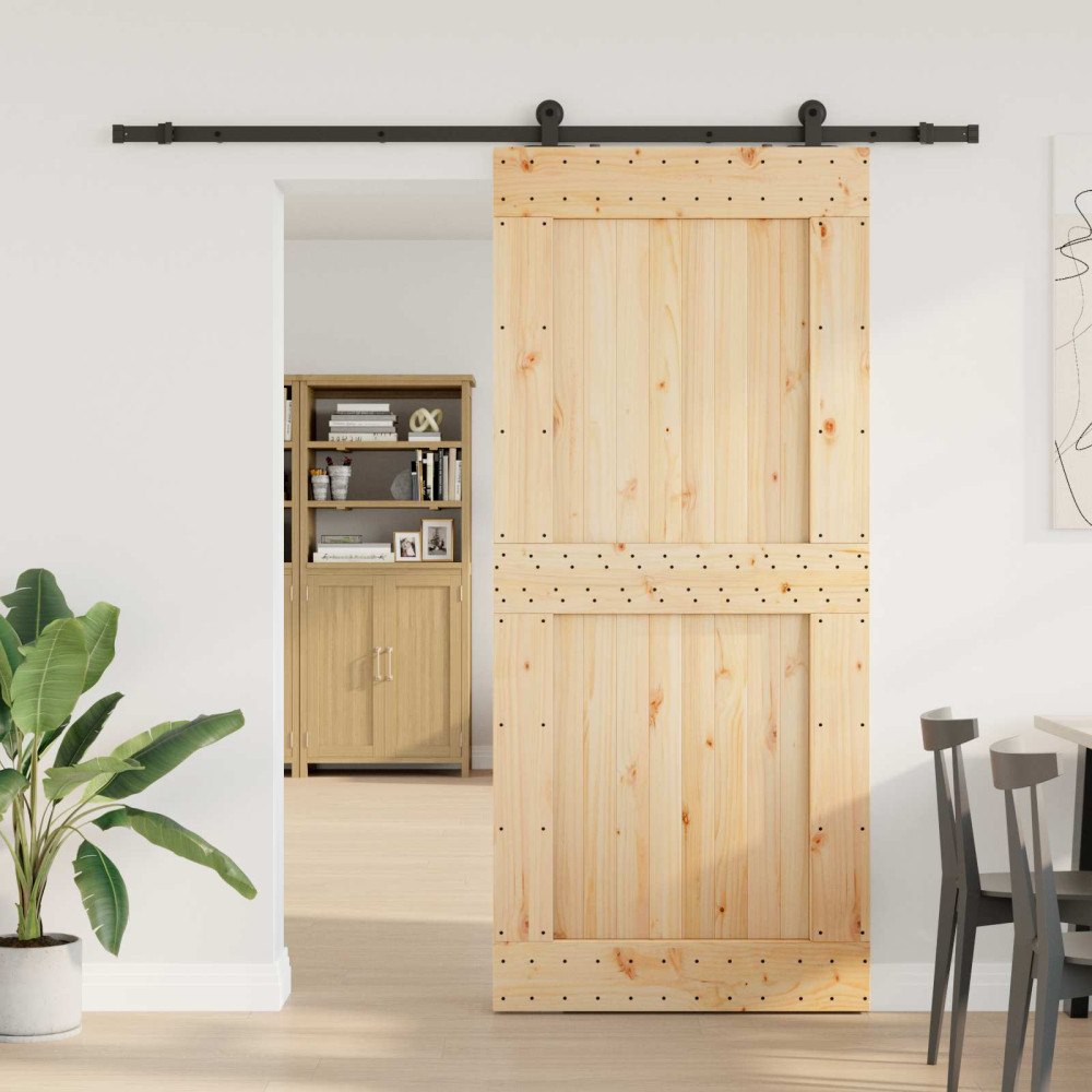 vidaXL Skjutdörr NARVIK Naturlig och svart 100 x 210 cm (213,5 cm)