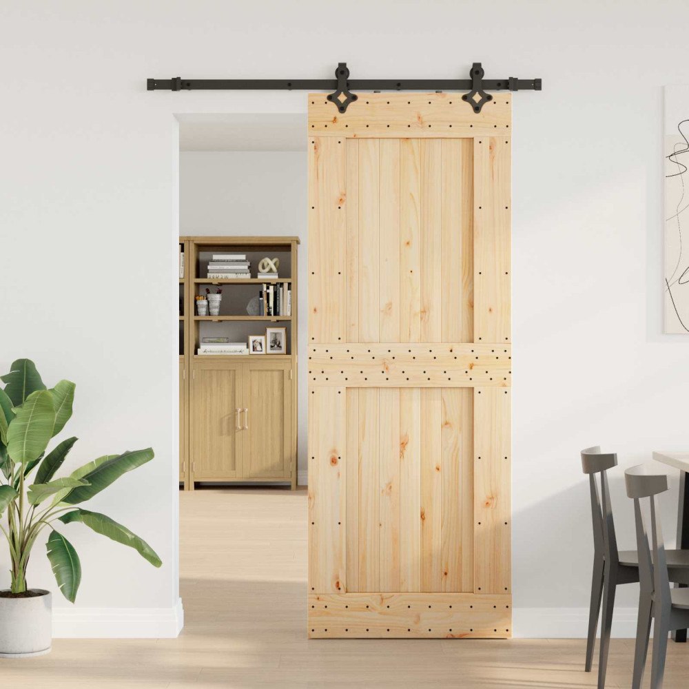 vidaXL Skjutdörr NARVIK Naturlig och svart 85 x 210 cm (152,5 cm)