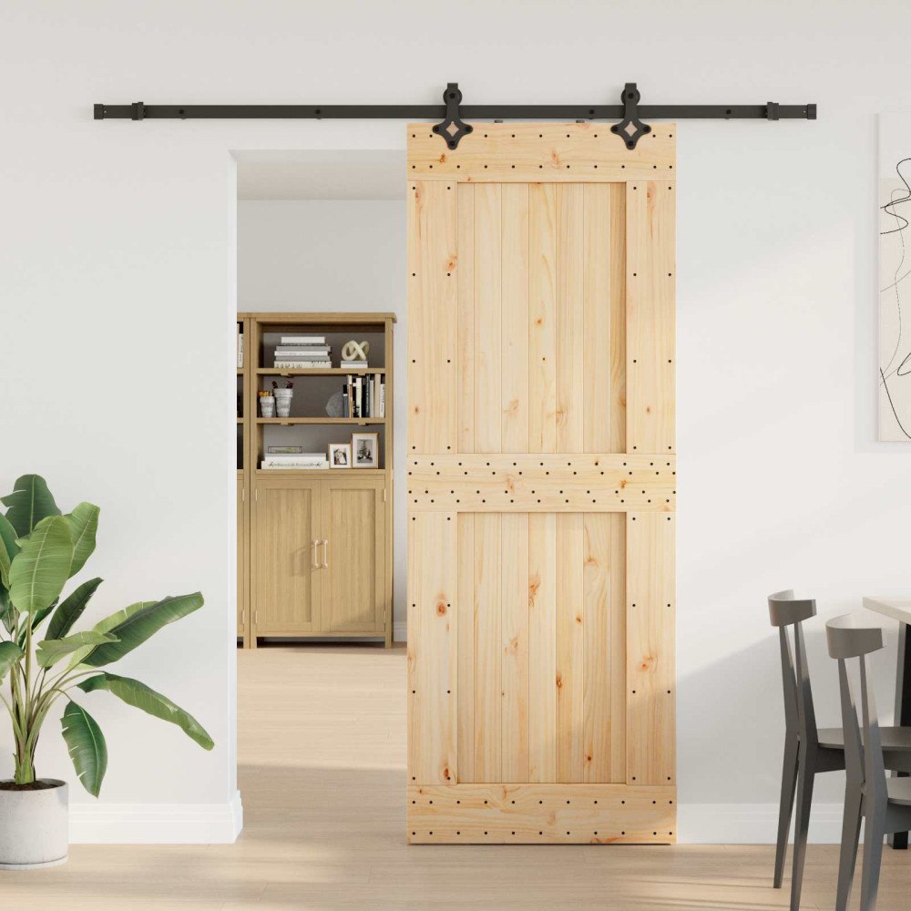 vidaXL Skjutdörr NARVIK Naturlig och svart 85 x 210 cm (213,5 cm)