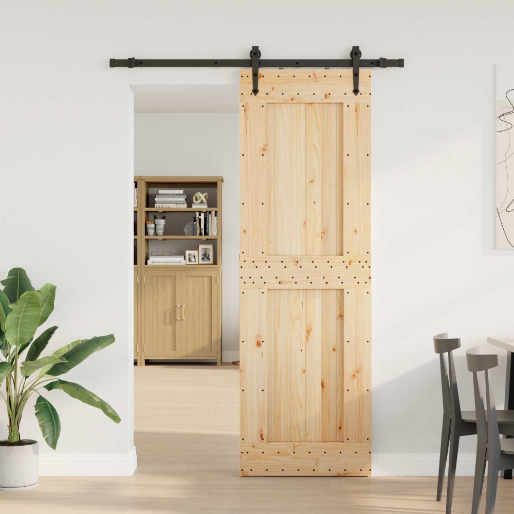 vidaXL Skjutdörr NARVIK Naturlig och svart 70 x 210 cm (152,5 cm)