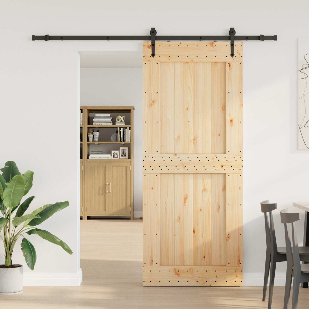 vidaXL Skjutdörr NARVIK Naturlig och svart 95 x 210 cm (213,5 cm)