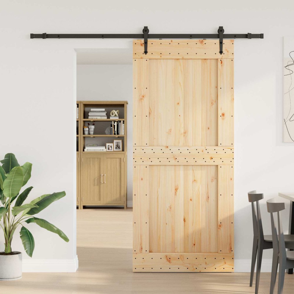 vidaXL Skjutdörr NARVIK Naturlig och svart 100 x 210 cm (213,5 cm)