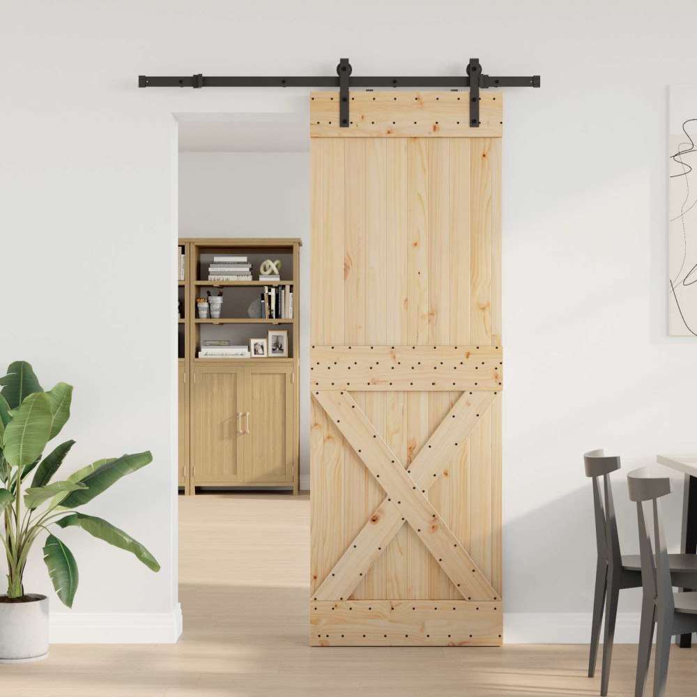 vidaXL Skjutdörr NARVIK Naturlig och svart 80 x 210 cm (152,5 cm)