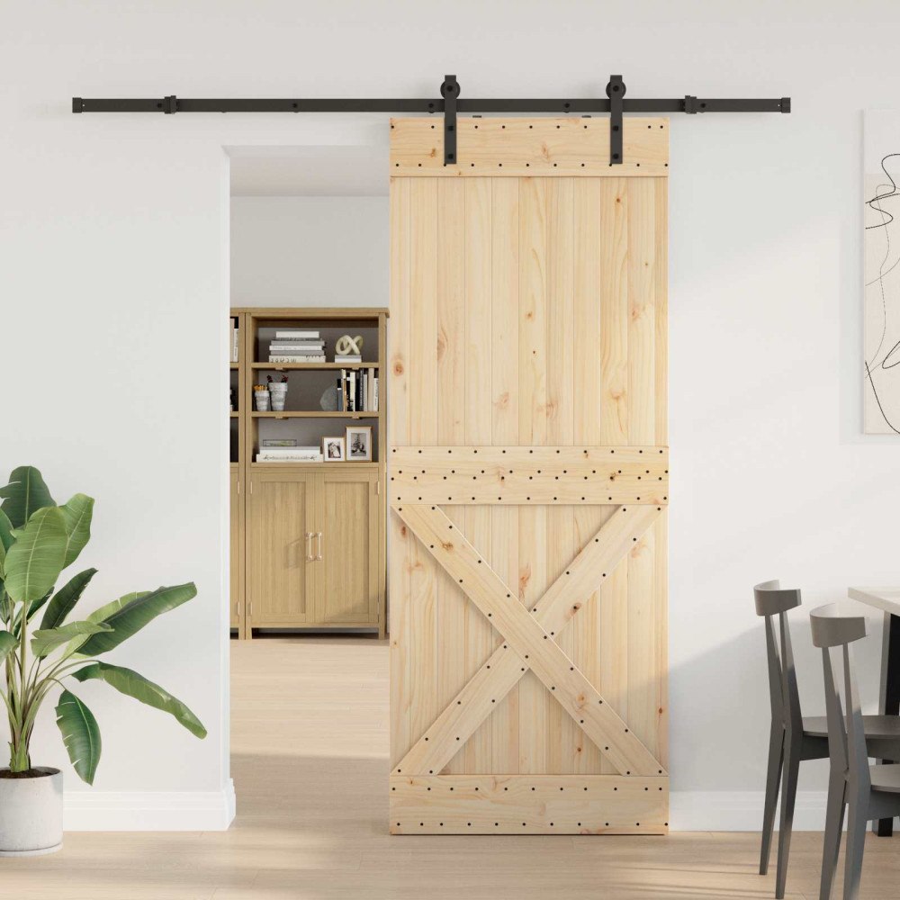 vidaXL Skjutdörr NARVIK Naturlig och svart 90 x 210 cm (213,5 cm)