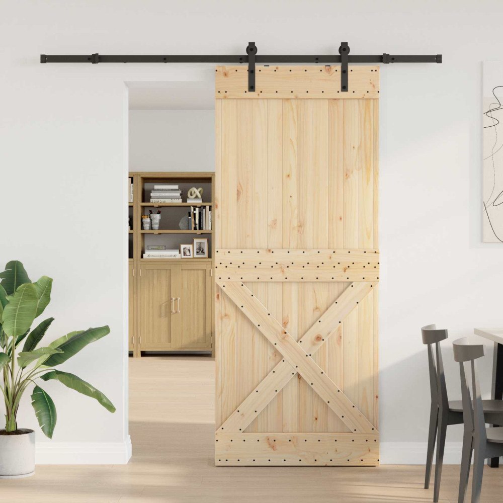 vidaXL Skjutdörr NARVIK Naturlig och svart 100 x 210 cm (213,5 cm)