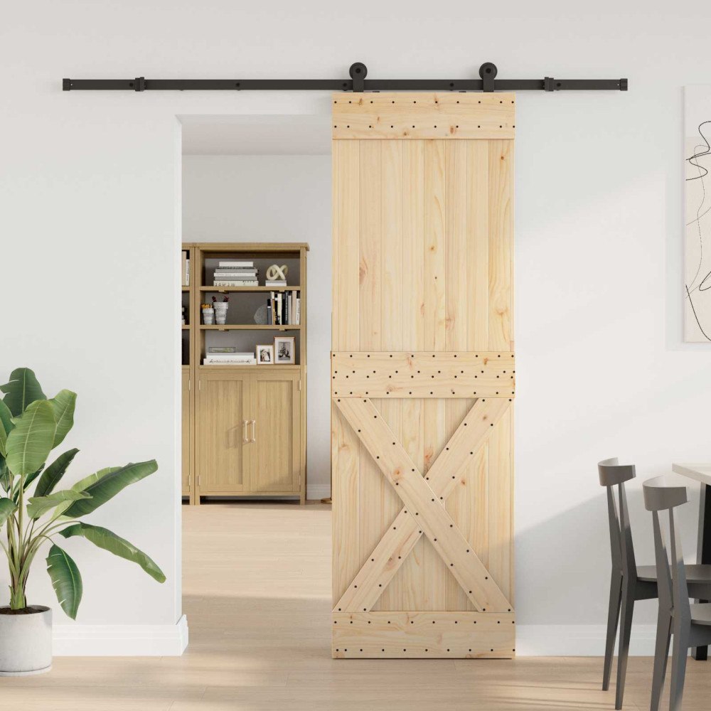 vidaXL Skjutdörr NARVIK Naturlig och svart 70 x 210 cm (213,5 cm)