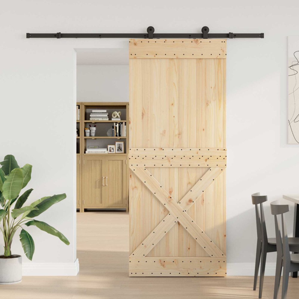 vidaXL Skjutdörr NARVIK Naturlig och svart 95 x 210 cm (213,5 cm)