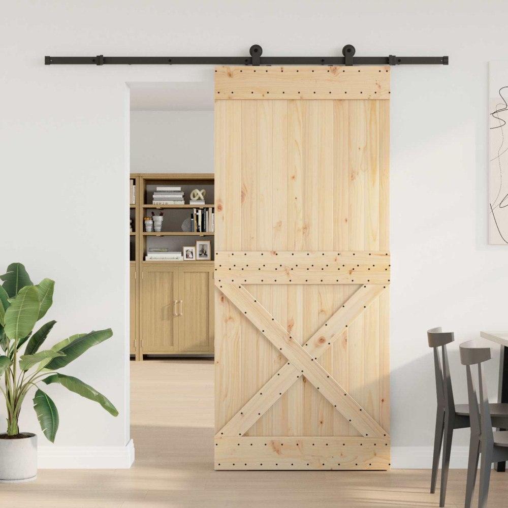 vidaXL Skjutdörr NARVIK Naturlig och svart 100 x 210 cm (213,5 cm)