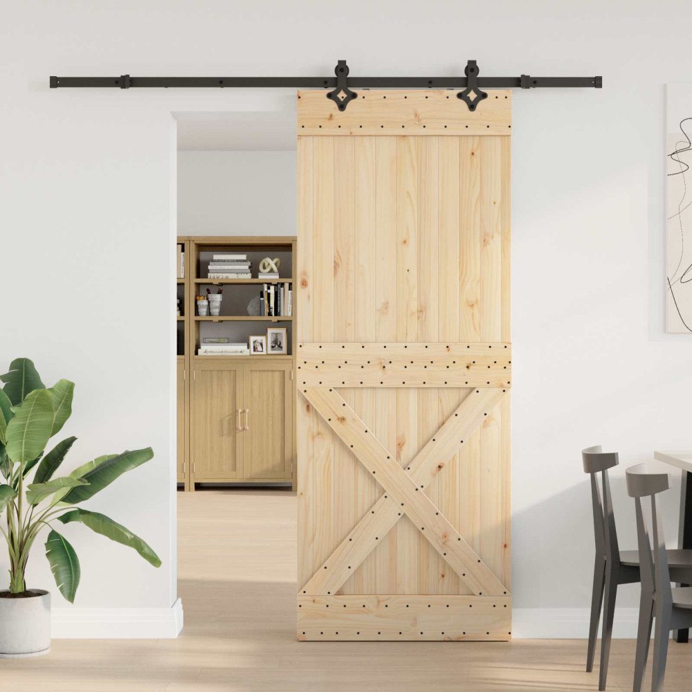 vidaXL Skjutdörr NARVIK Naturlig och svart 90 x 210 cm (213,5 cm)
