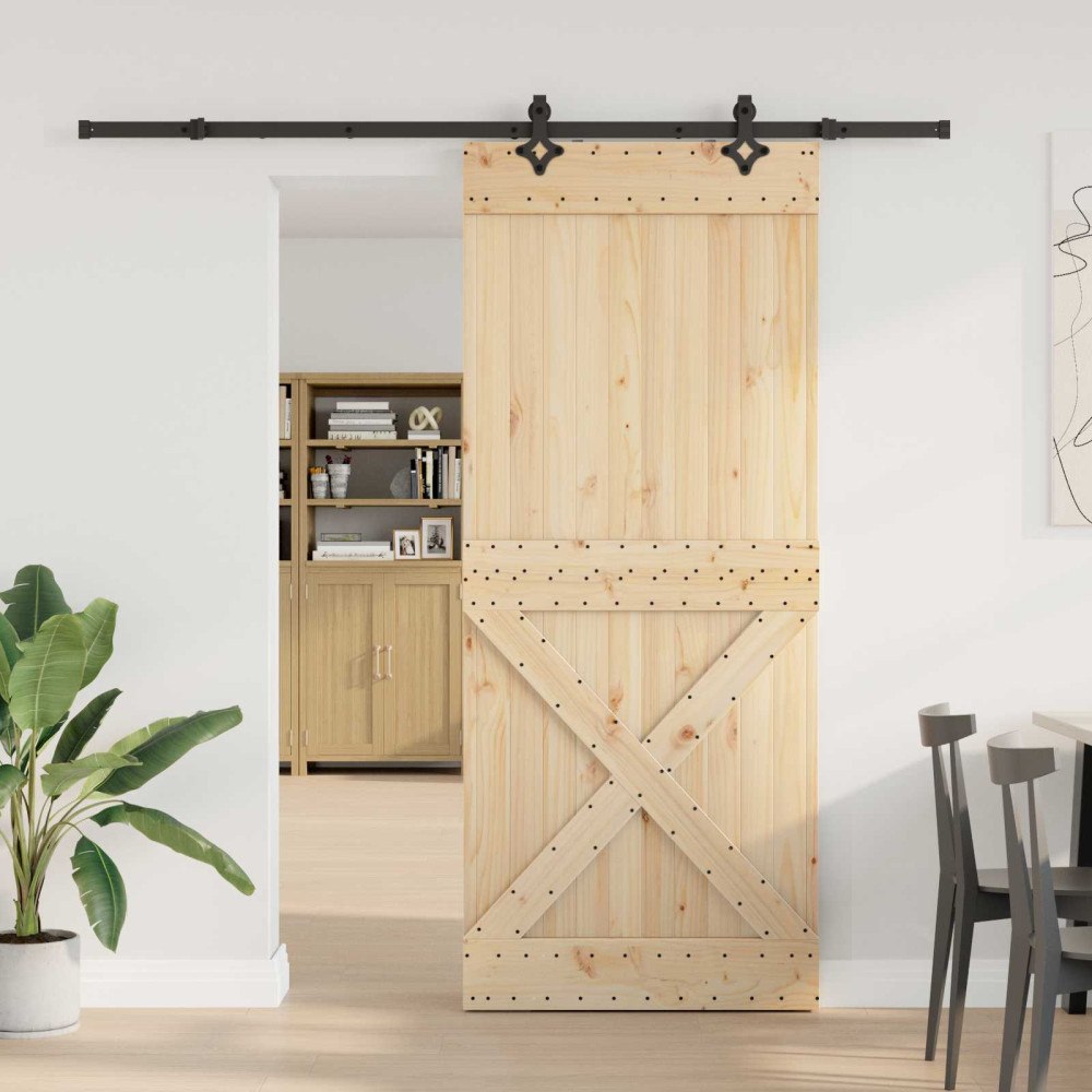 vidaXL Skjutdörr NARVIK Naturlig och svart 95 x 210 cm (213,5 cm)