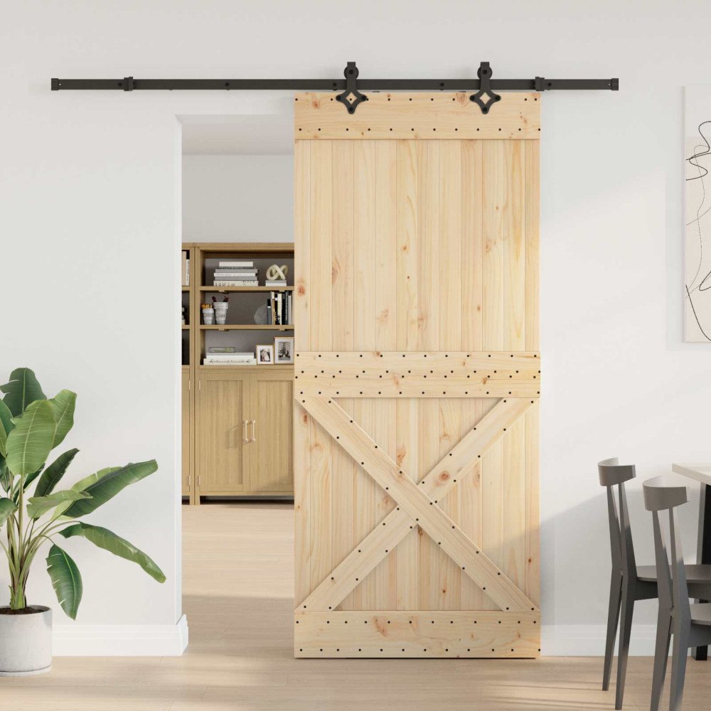 vidaXL Skjutdörr NARVIK Naturlig och svart 100 x 210 cm (213,5 cm)