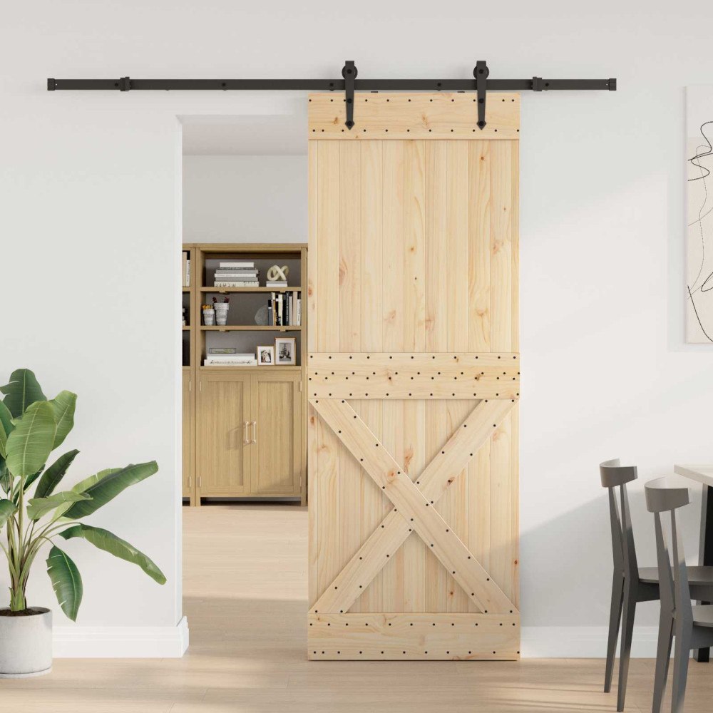 vidaXL Skjutdörr NARVIK Naturlig och svart 85 x 210 cm (213,5 cm)