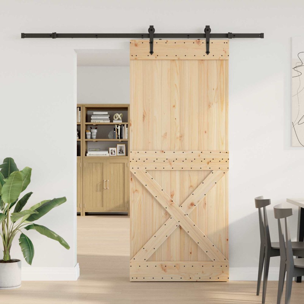 vidaXL Skjutdörr NARVIK Naturlig och svart 95 x 210 cm (213,5 cm)