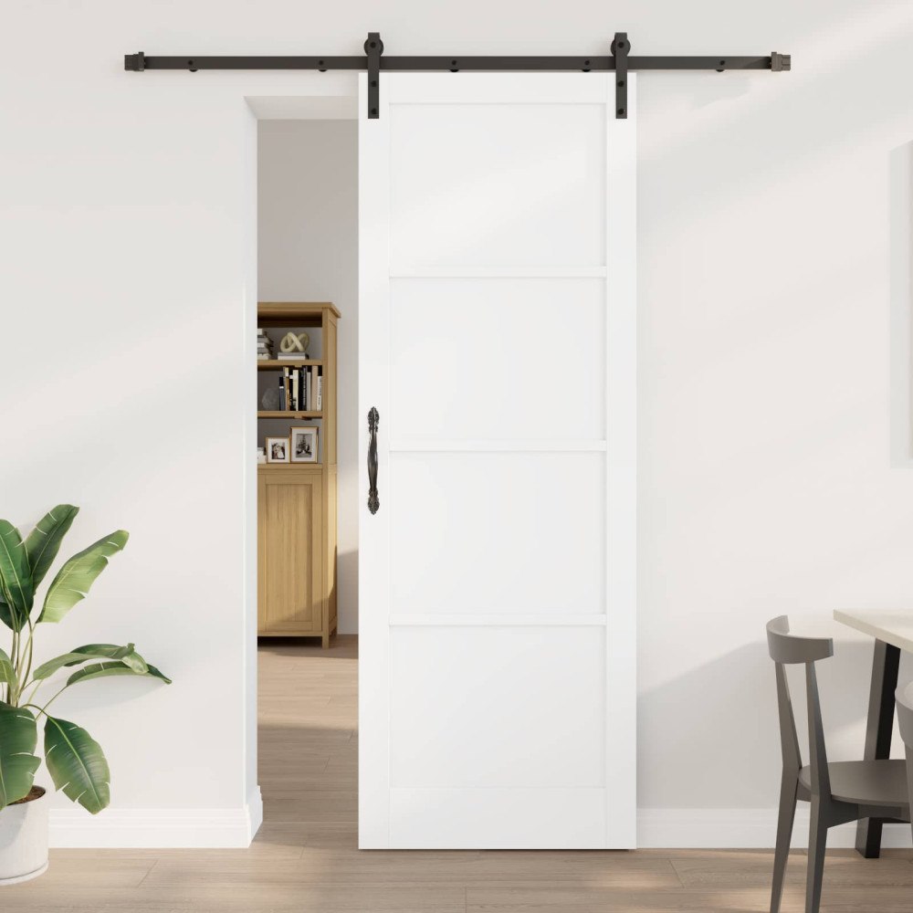 vidaXL Skjutdörr Vit och svart 83 x 232 cm Massiv furu