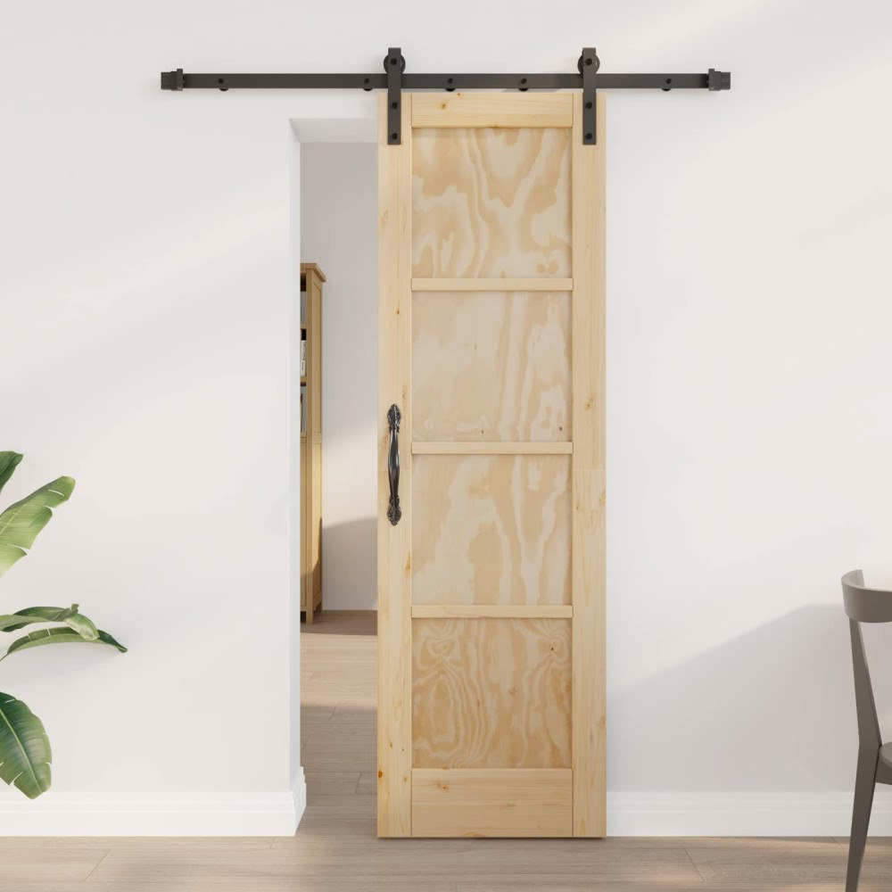 vidaXL Skjutdörr Naturlig 61 x 198,5 cm Massiv furu