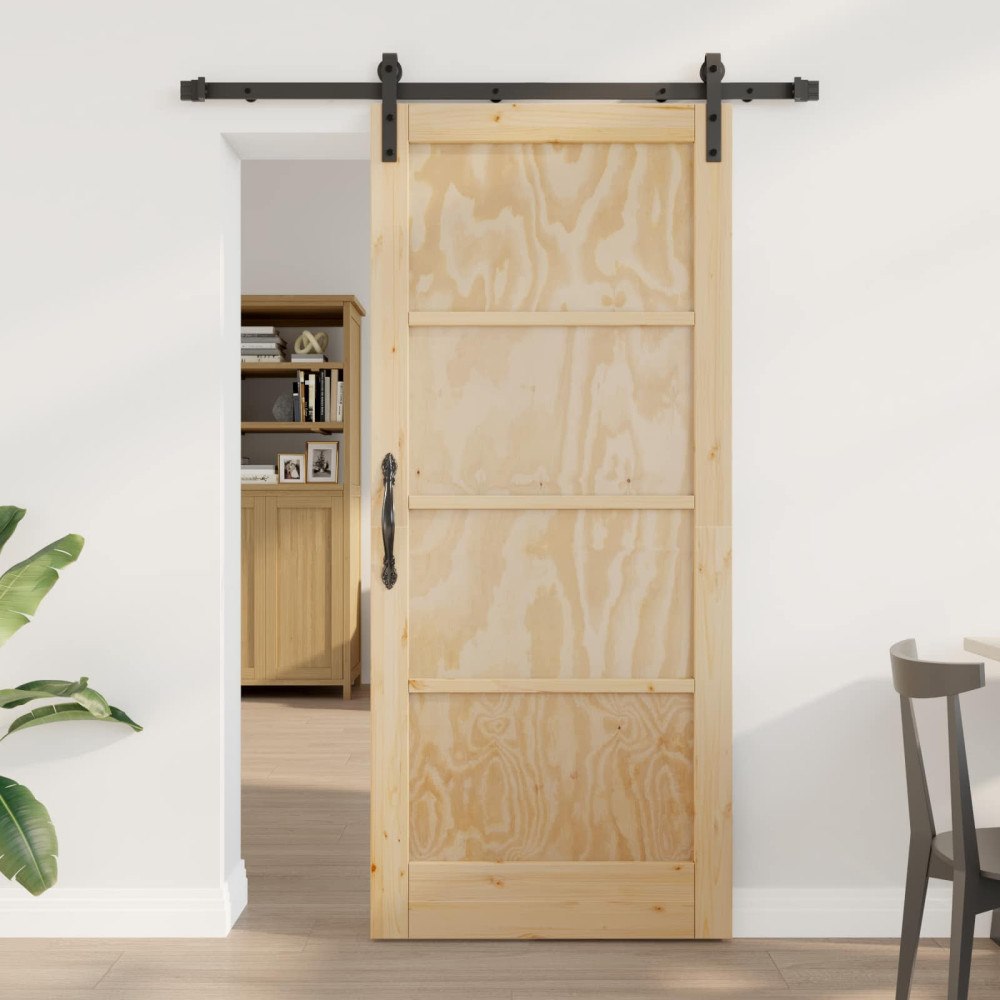 vidaXL Skjutdörr Naturlig 86 x 198,5 cm Massiv furu