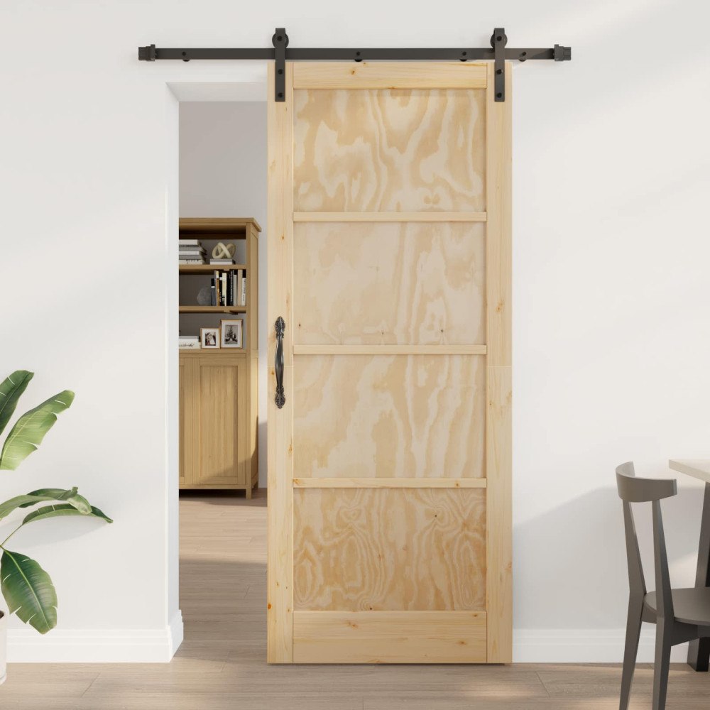 vidaXL Skjutdörr Naturlig 86 x 211 cm Massiv furu