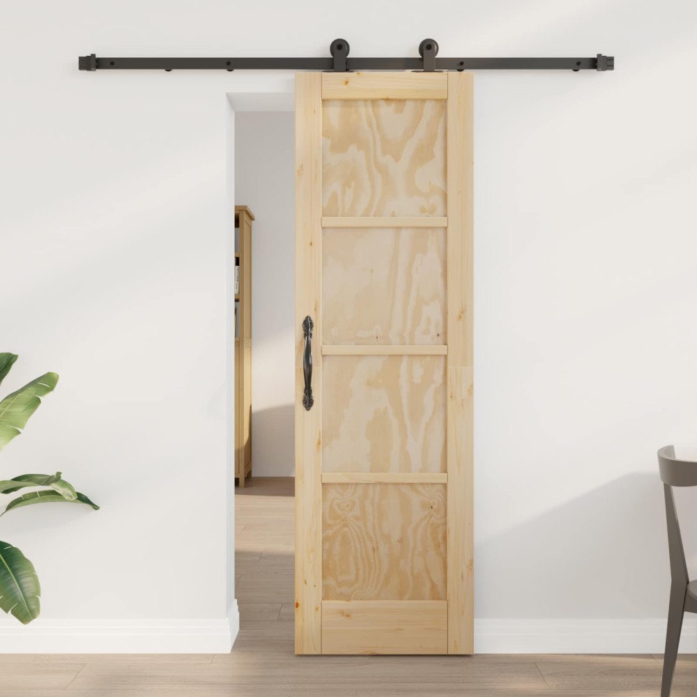 vidaXL Skjutdörr Naturlig och svart 61 x 198,5 cm Massiv furu