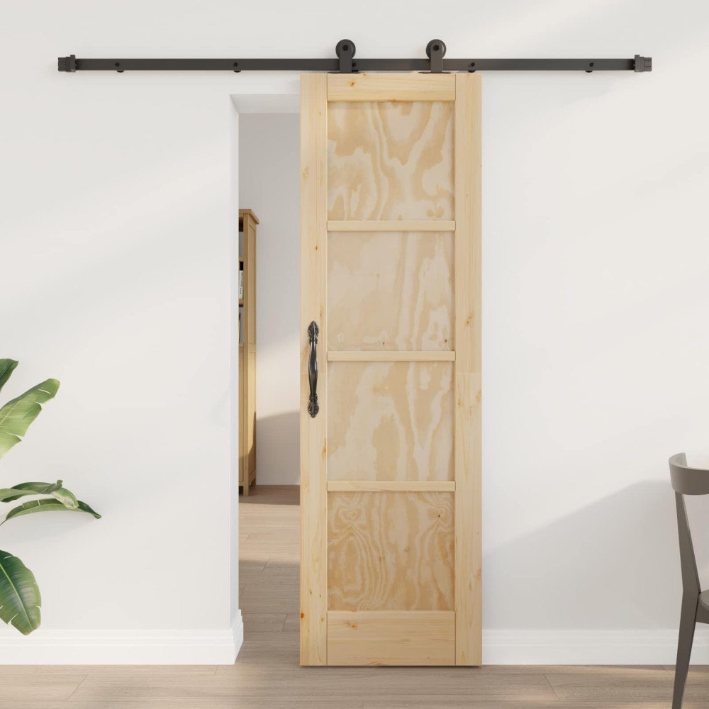 vidaXL Skjutdörr Naturlig och svart 61 x 198,5 cm Massiv furu