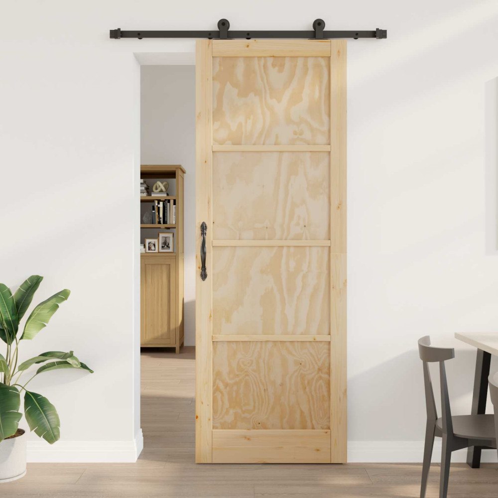 vidaXL Skjutdörr ORKDAL Naturlig 83 x 232 cm Massiv furu