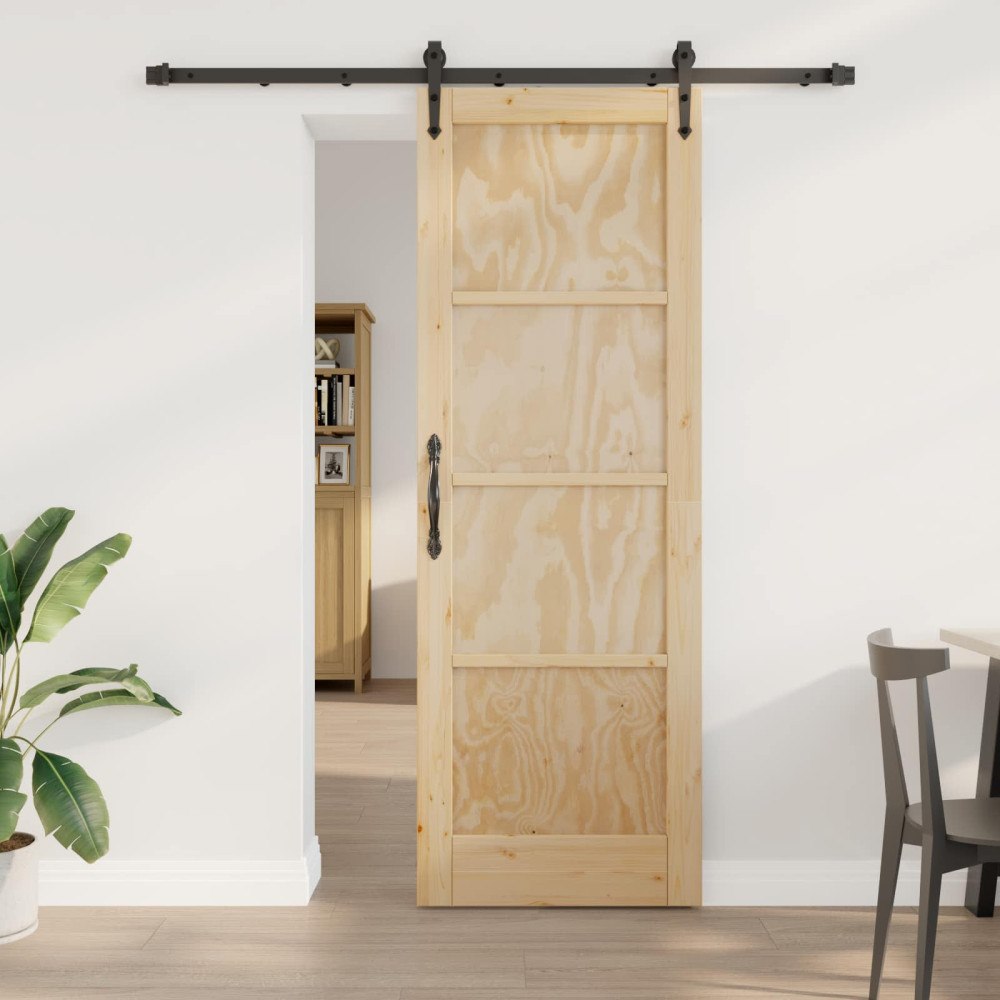 vidaXL Skjutdörr ORKDAL Naturlig och svart 73,5 x 211 cm Massiv furu