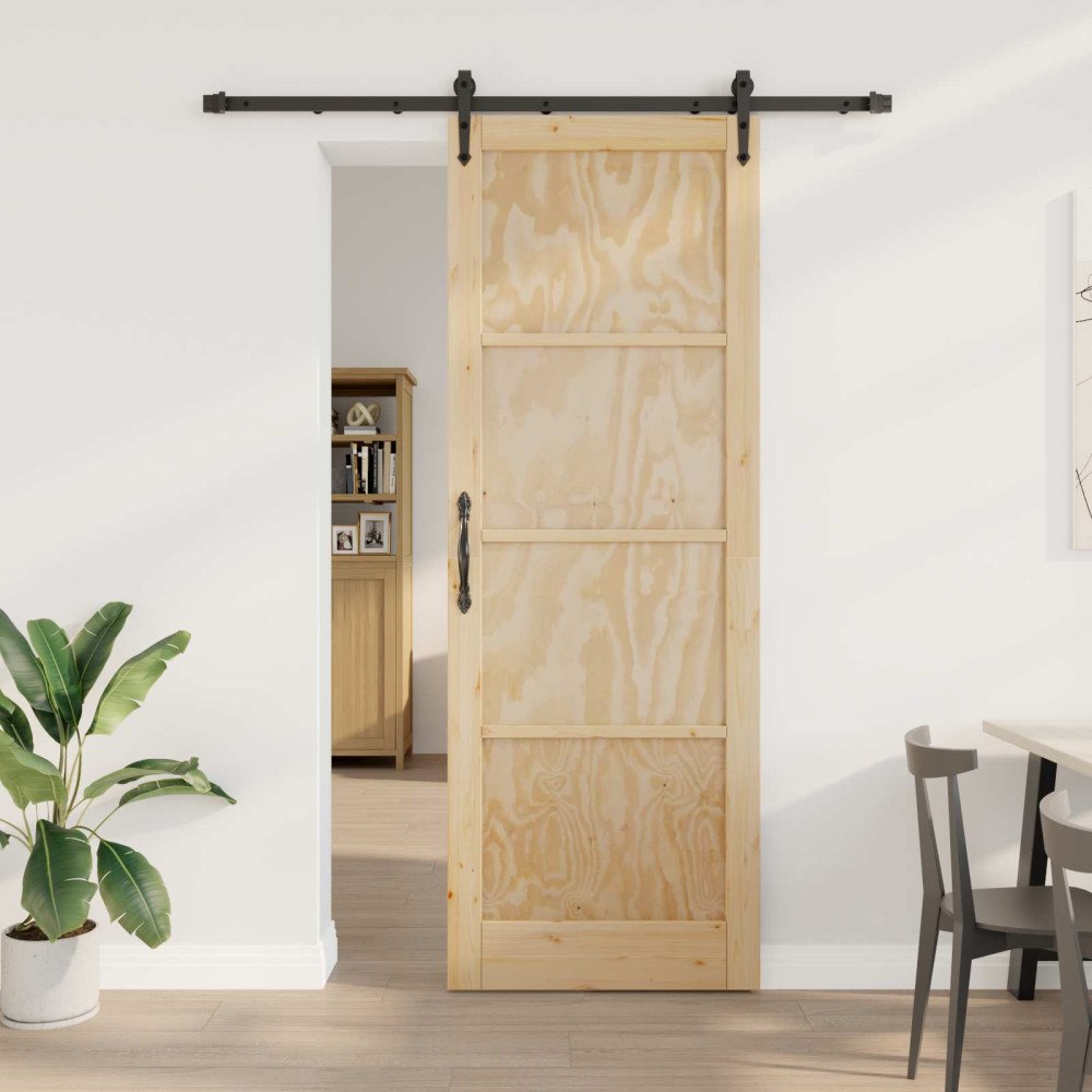 vidaXL Skjutdörr ORKDAL Naturlig och svart 83 x 232 cm Massiv furu