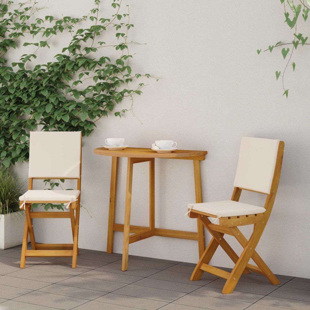 vidaXL Utemöbler Bistro Stolar 2 pcs Gräddvit 38 x 46 x 85 cm