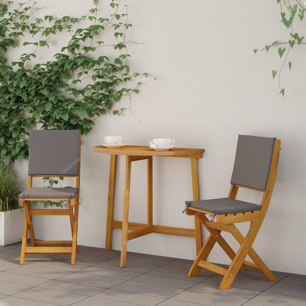 vidaXL Utemöbler Bistro Stolar med kudde 2 pcs Mörkgrå 38 x 46 x 85 cm