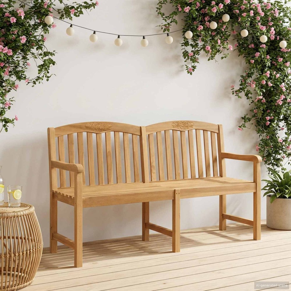 vidaXL Handsnidad Rosabänk 179,5 x 61 x 90 cm Massivt teakträ Naturlig