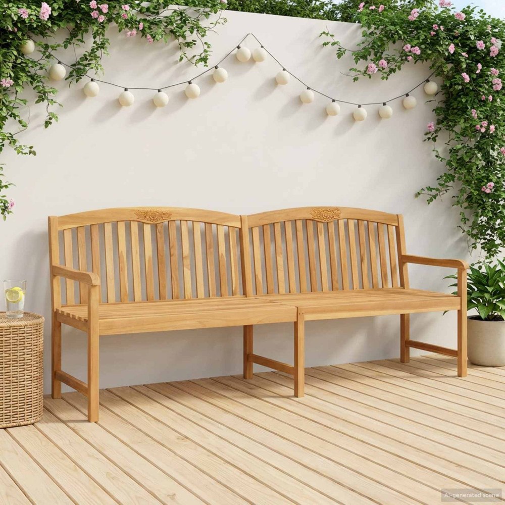 vidaXL Handsnidad Rosabänk Naturlig 228 x 60 x 90 cm Massivt teakträ