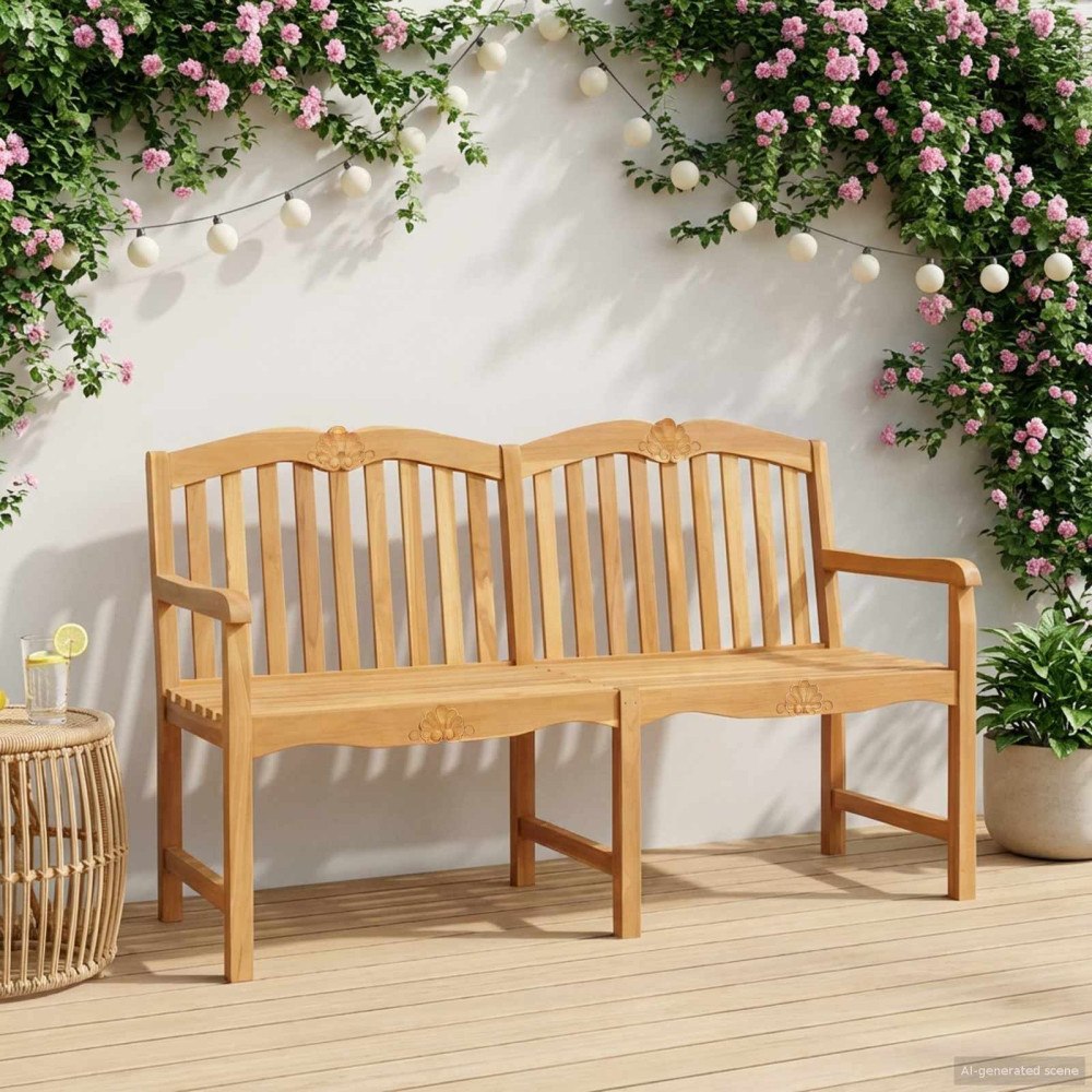 vidaXL Handsnidad Rosabänk 150 x 60,5 x 95 cm Massivt teakträ Naturlig
