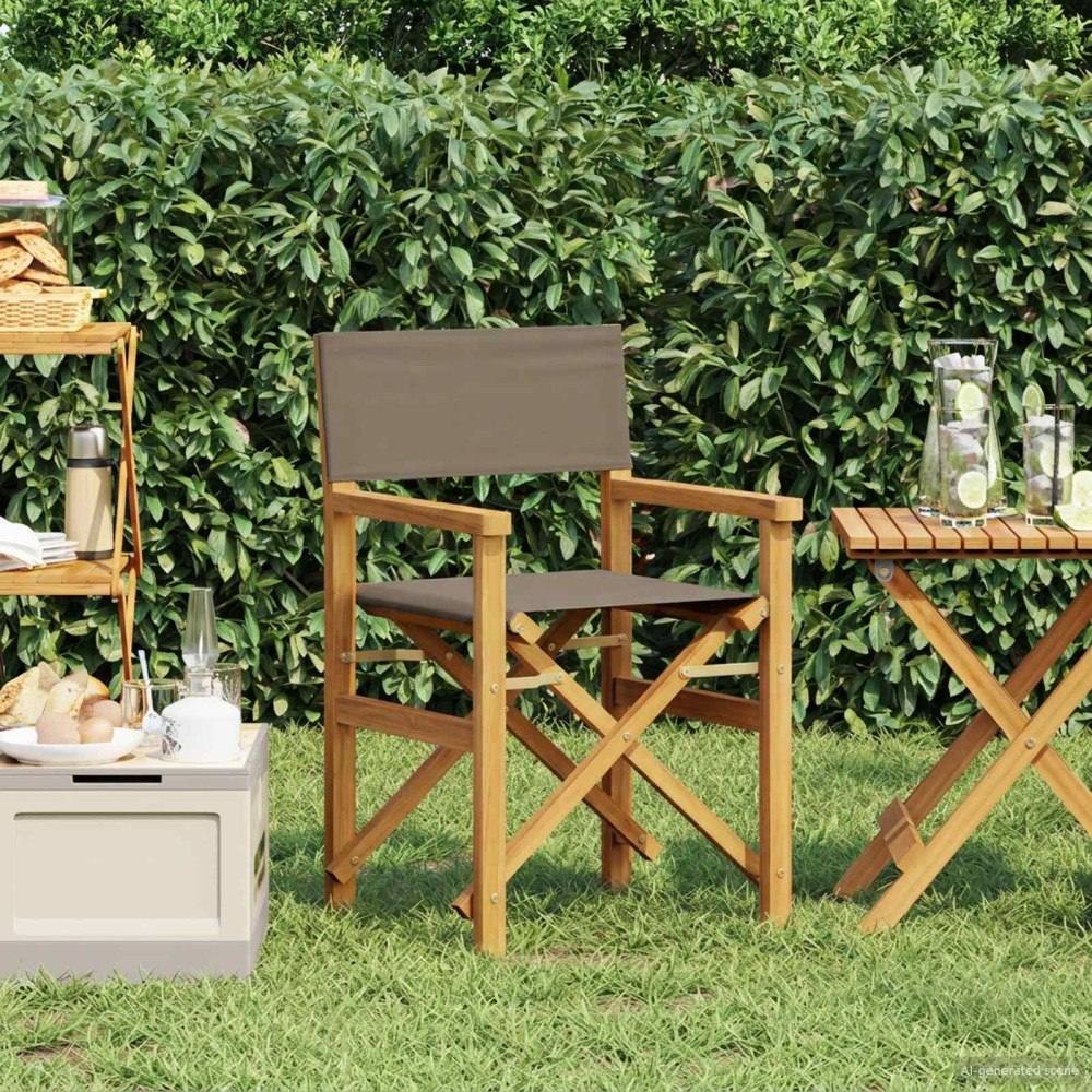 vidaXL Matstol Brun och taupe 56 x 54 x 87 cm Massivt teakträ