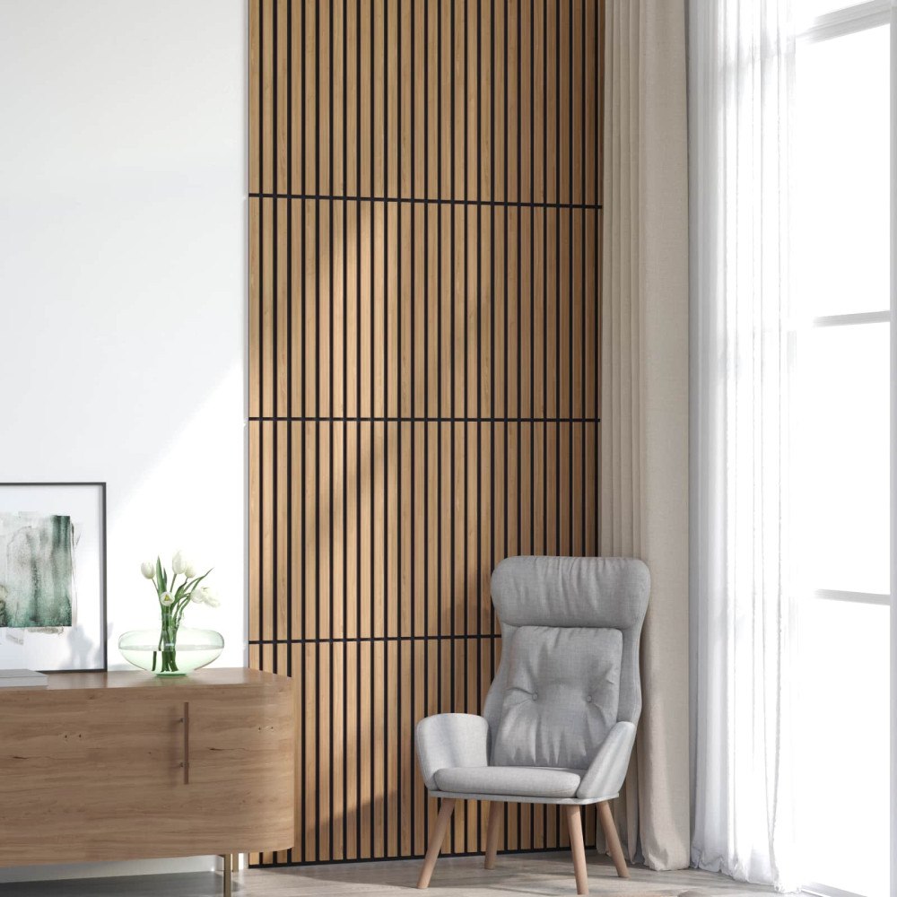 vidaXL Väggpaneler 8 pcs Naturlig 60,5 x 60 cm