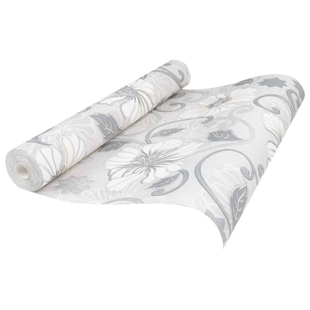 vidaXL 3D Solid Tapet Randig Blomma 10 x 0,53 m Non-woven tyg