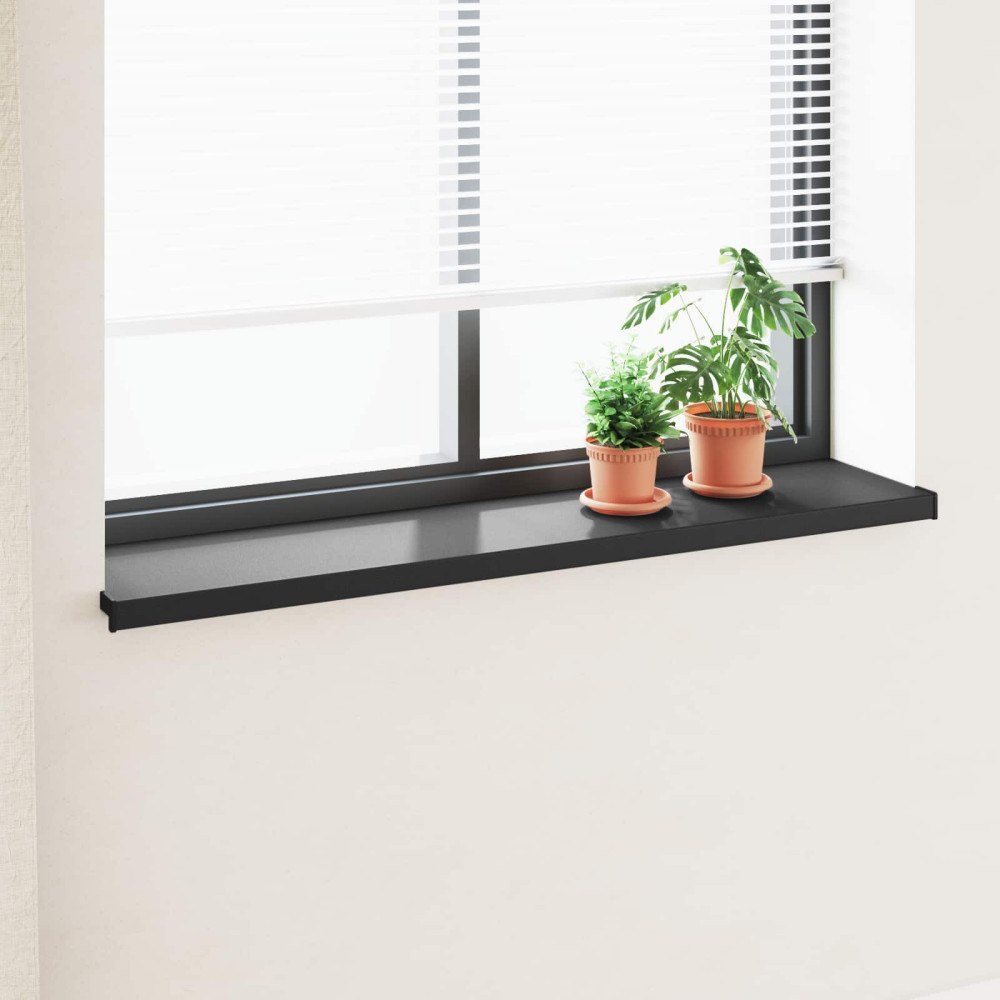 vidaXL Fönsterbräda Svart med träådring 120 x 30 x 4,5 cm PVC