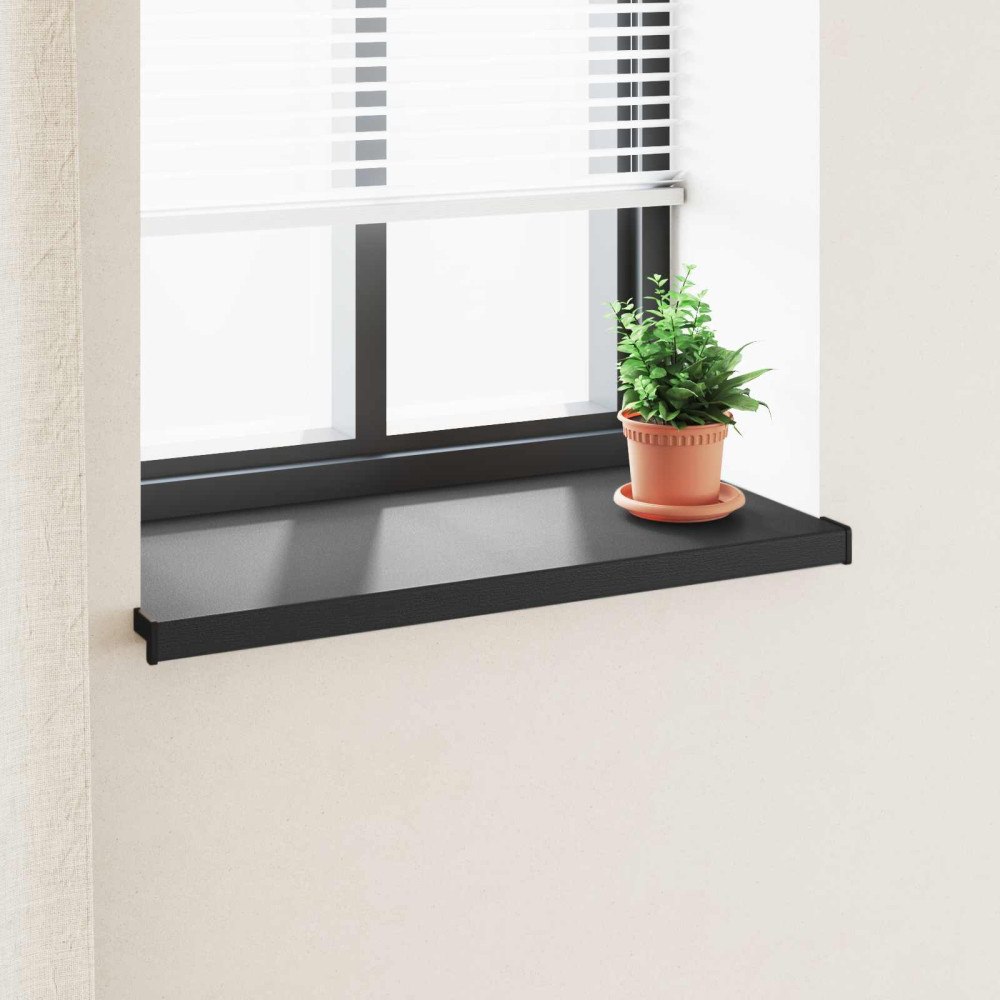 vidaXL Fönsterbräda Svart med träådring 60 x 45 x 4,5 cm PVC