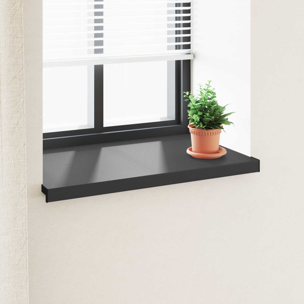 vidaXL Fönsterbräda Svart med träådring 80 x 50 x 4,5 cm PVC