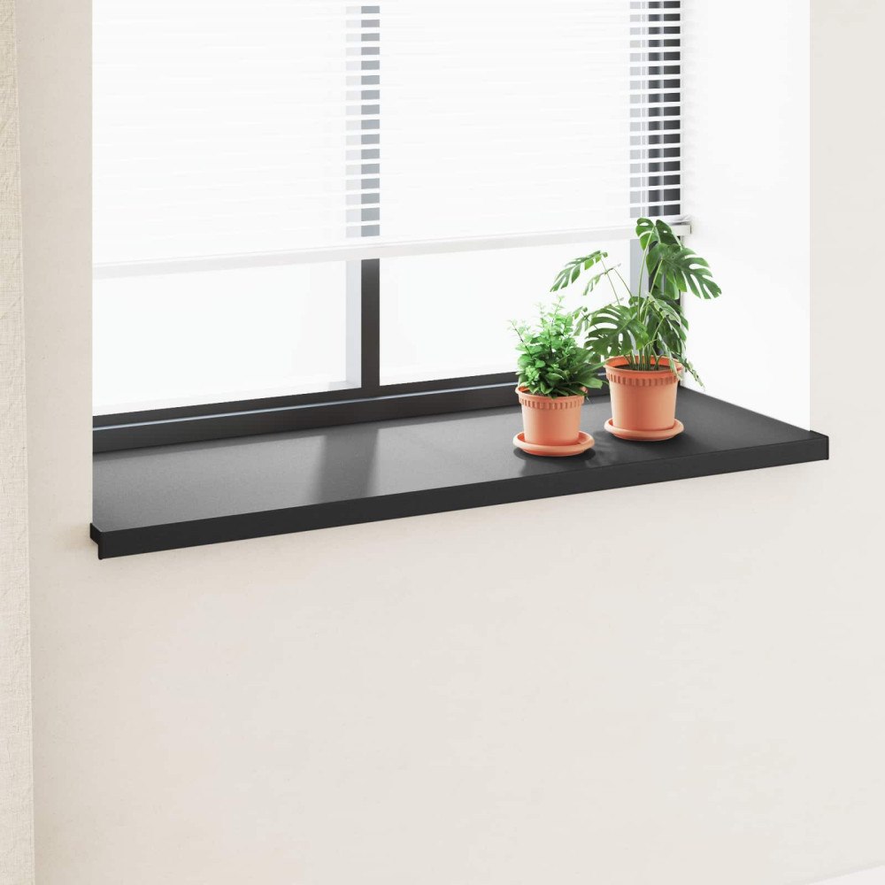 vidaXL Fönsterbräda Svart med träådring 120 x 50 x 4,5 cm PVC