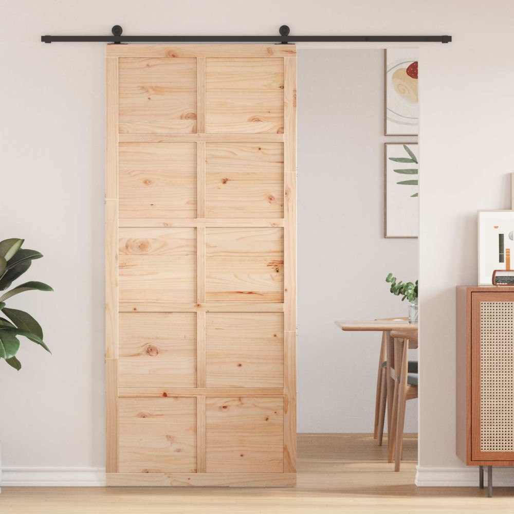 vidaXL Ladugårdsdörr Naturlig 80 x 2,5 x 208 cm Massiv furu