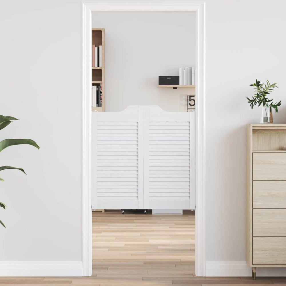 vidaXL Svängdörrar 2 pcs Vit Massiv furu