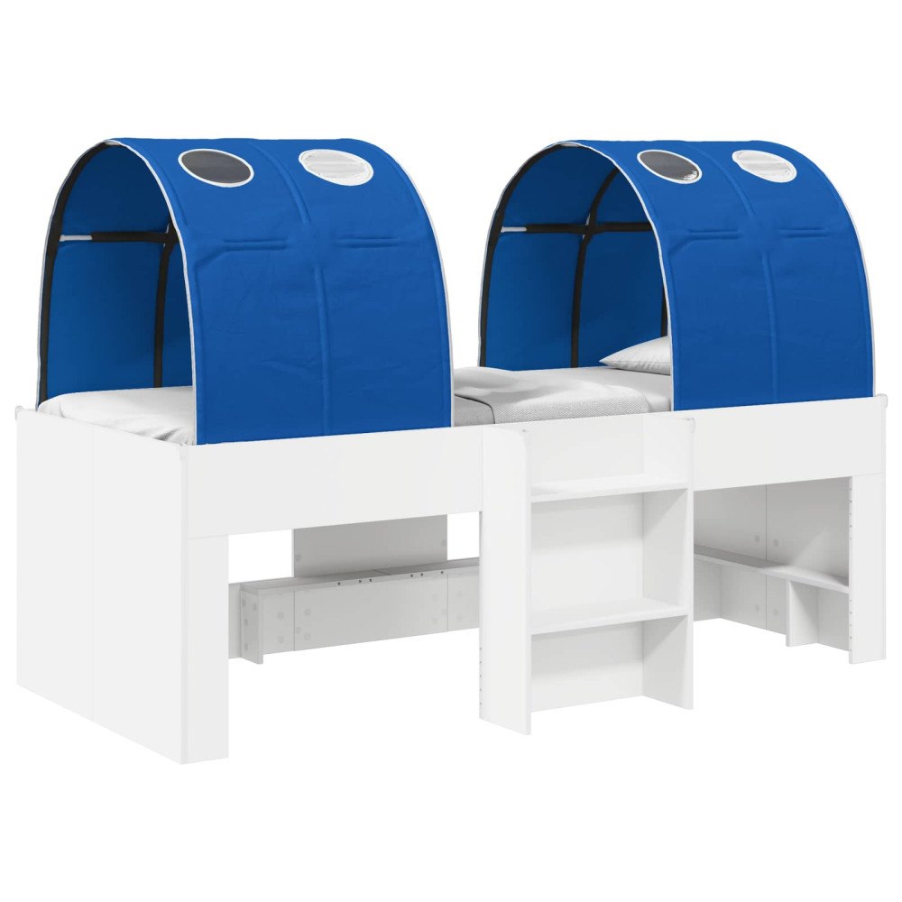 vidaXL Säng med Tunneln 4 pcs Vit och blå Konstruerat trä