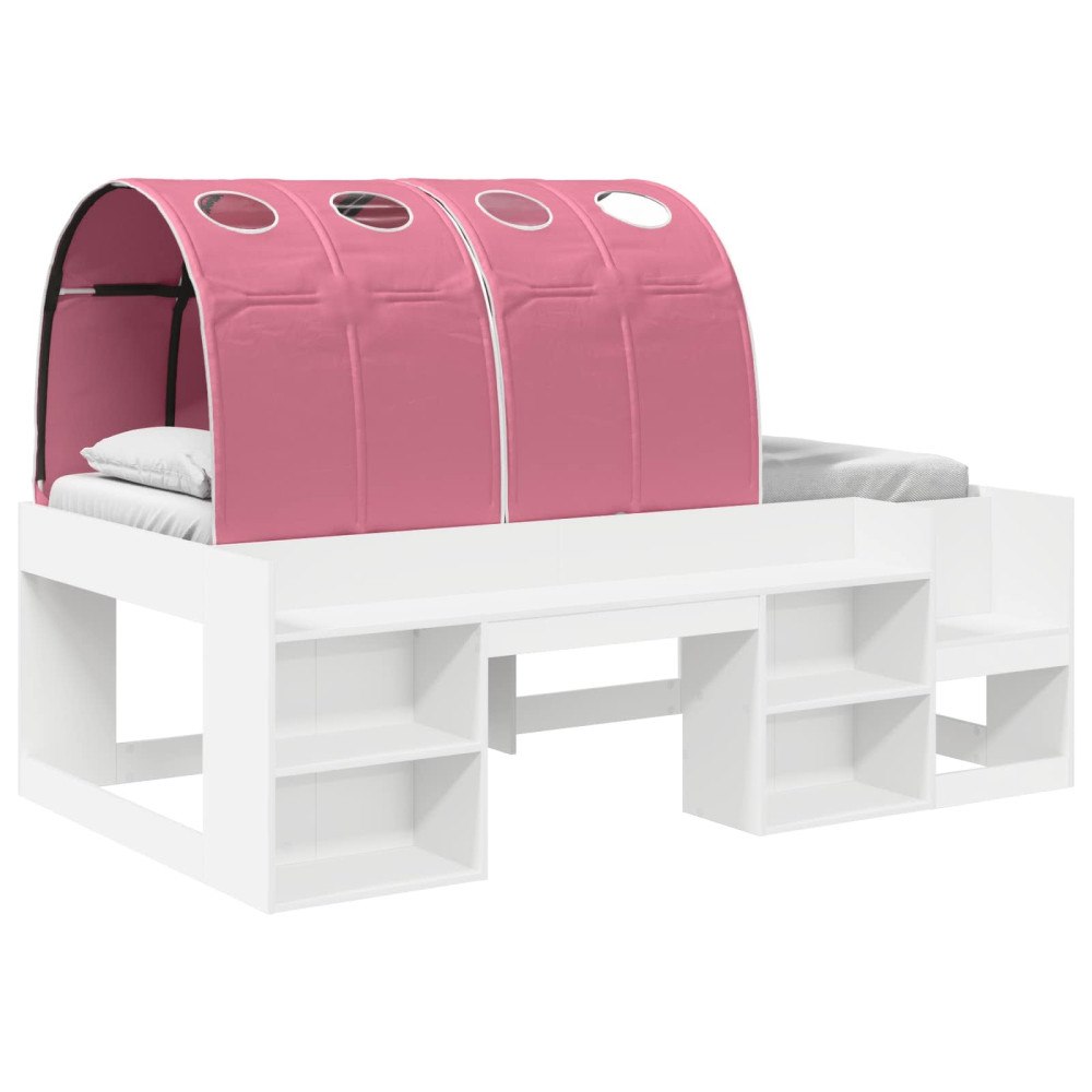 vidaXL Sängram med sängskinnor Vit och rosa Konstruerat trä