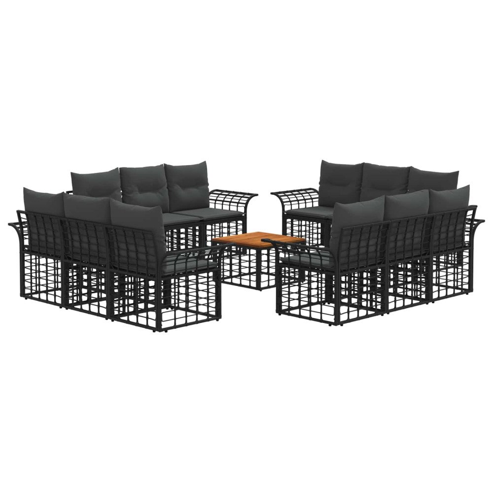 vidaXL Utomhussoffset 13 pcs Svart och Mörkgrå Polyester
